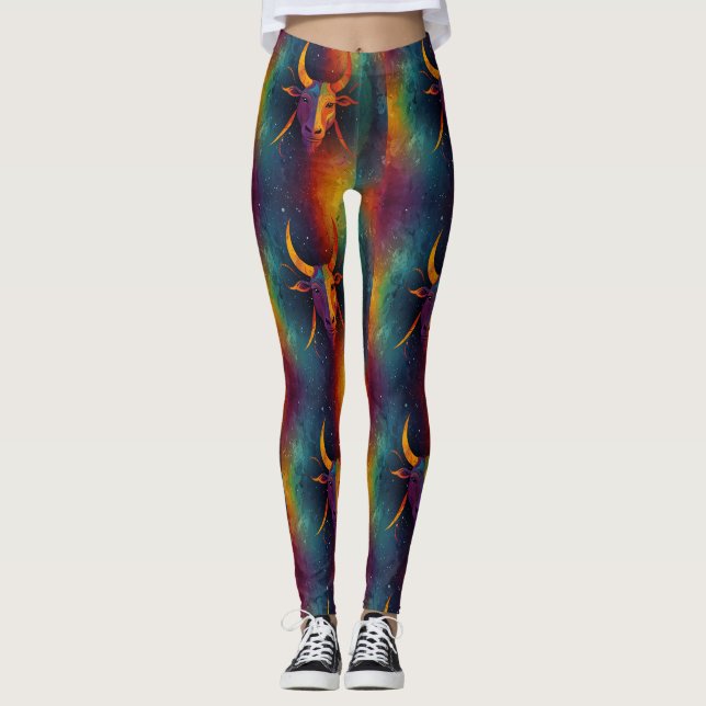 Aztec Zodiac Abstract Mix Leggings (Front)