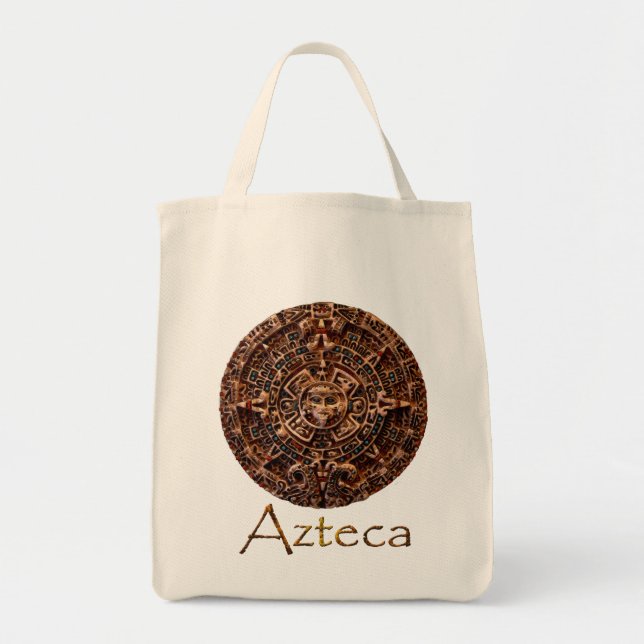 AZTECA ~ Mayan - Aztec Sun Calender Art Design Tote Bag (Front)