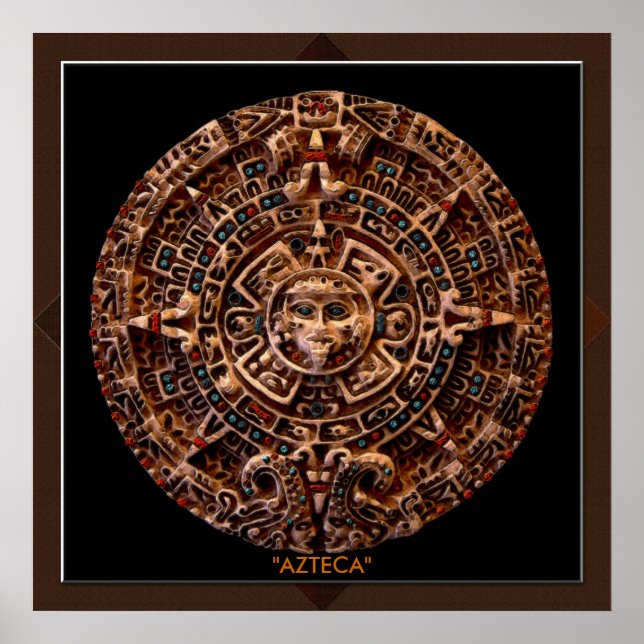 AZTECA ~ Mayan - Aztec Sun Calender Art Print (Front)
