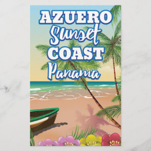 Azuero Sunset Coast Panama Beach travel poster Stationery