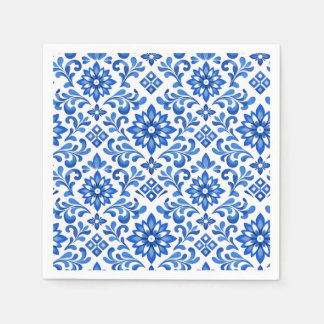 Azul & Limone Romance Azul Tile Thank You Wedding Napkin