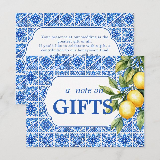 💙🍋Azul & Limone Romance Note on Gifts  Enclosure Card (Front/Back)