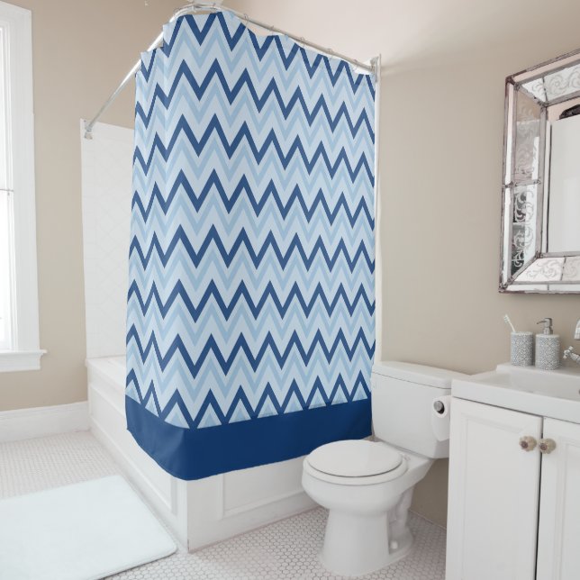 Azul Sapphire Chevron Shower Curtain (In Situ)