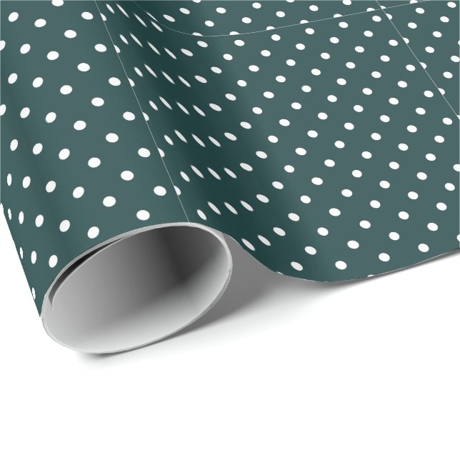Azul Verde Polka Dots Wrapping Paper (Roll Corner)