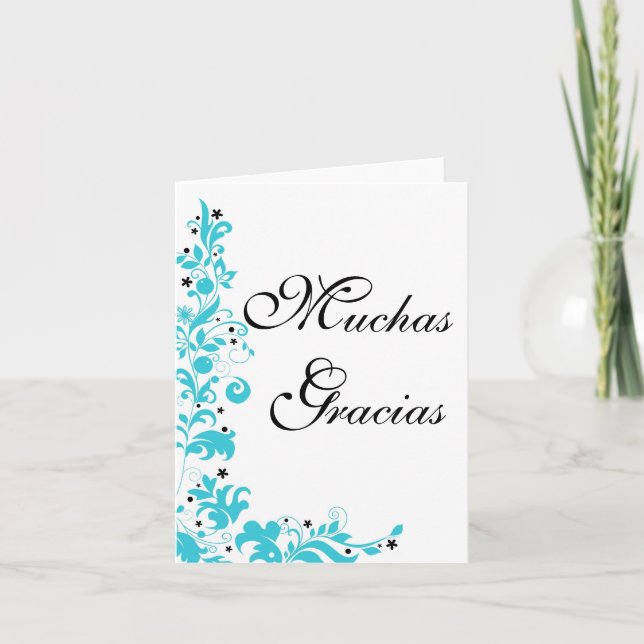 Azul Y Blanco Tarjeta de agradecimiento Thank You Card (Front)