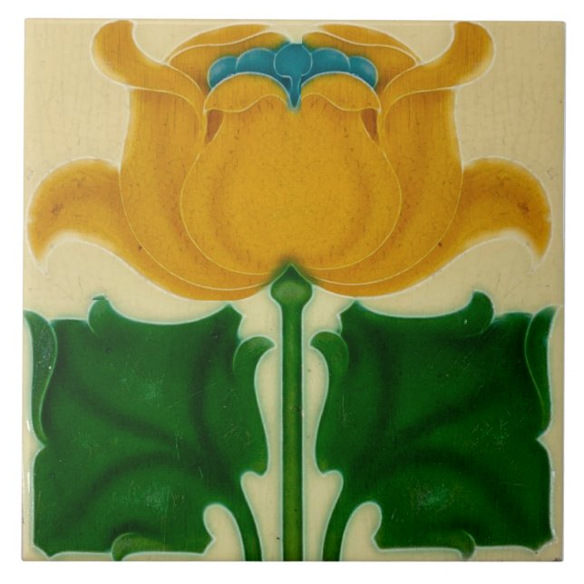 Azulejo Art nouveau ceramic tile (Front)