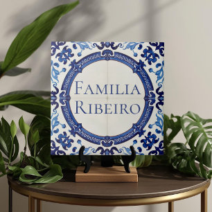 Azulejo Blue Custom House Name Plate Plaque Sign  Tile