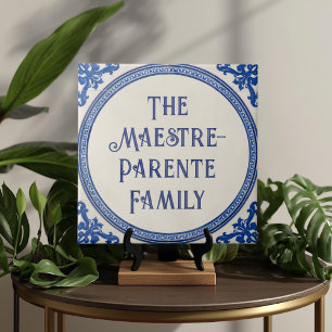 Azulejo Blue Custom House Name Plate Plaque Sign  Tile