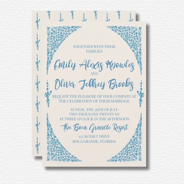 Azulejo Blue Wedding Invitation (Creator Uploaded)