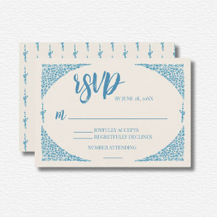 Azulejo Blue Wedding RSVP Card