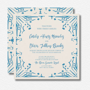 Azulejo Blue Wedding Square Invitation