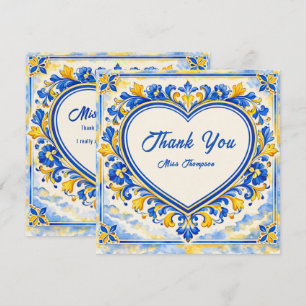 💙 Azulejo Heart Thank‑You Tile Thank You Card
