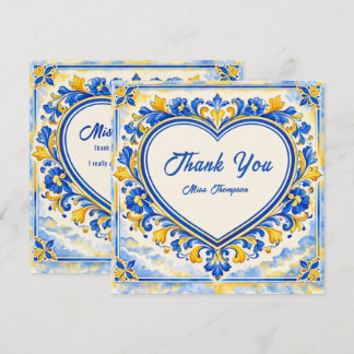 💙 Azulejo Heart Thank‑You Tile Thank You Card