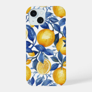 Azulejo Lemons Blue Leaves  iPhone 15 Case