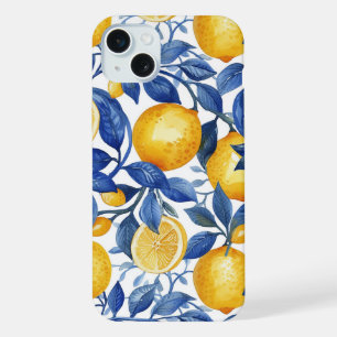 Azulejo Lemons Blue Leaves  iPhone 15 Plus Case