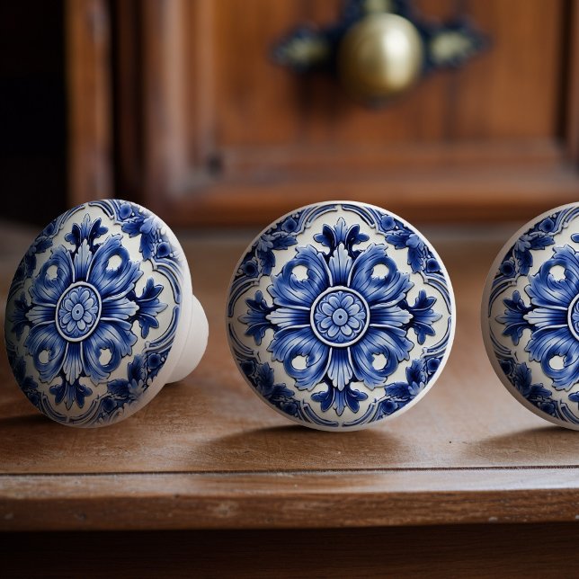 Azulejo Lisbon Patterned Talavera Ceramic Design Ceramic Knob (Creator Uploaded)