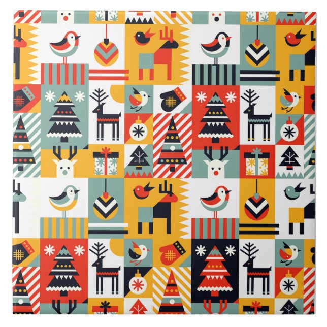 Azulejo Lisbon Patterned Talavera Ceramic Design  Tile (Front)