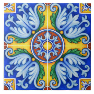 Azulejo Lisbon Patterned Talavera Ceramic Design Tile
