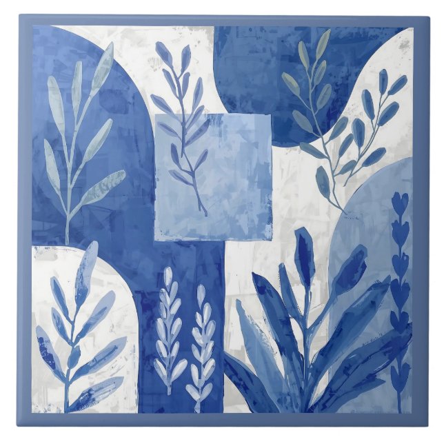 Azulejo Mediterranean Blue White Tile (Front)