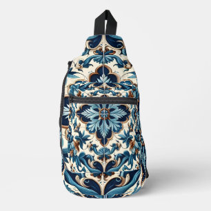 Azulejo Porcelain Blue Tile Mediterranean Pattern Sling Bag