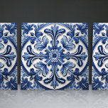 Azulejo Portuguese Marine Lisbon Ornamental Art Tile<br><div class="desc">Indigo Azulejo Blue Portuguese Lisbon decorative ceramic tiles are a beautiful and unique addition to any home. A high-quality product with a timeless aesthetic. The blue colour of the tiles is inspired by the indigo blue of Lisbon's famous azulejo tiles, adding a touch of history and culture to your space....</div>