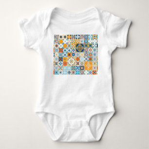 Azulejo Portuguese Tiles: Multicolor Vintage Baby Bodysuit