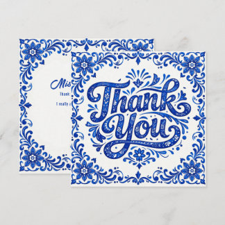 💙 Azulejo Square Thank‑You Card