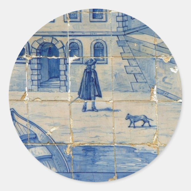 Azulejo tile classic round sticker (Front)