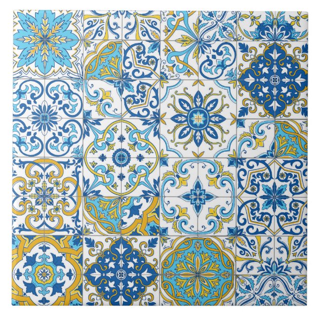 Azulejo tiles in blue and yellow (Front)