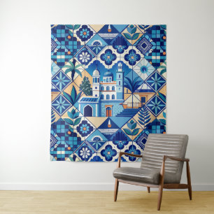 Azulejo Tiles Pattern Tapestry
