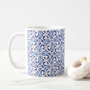 Azulejos Blue Floral Pattern Coffee Mug