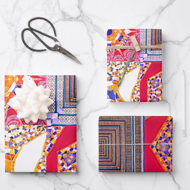 Azulejos Geometric Tiles with a CG twist Wrapping Paper Sheet (Front)
