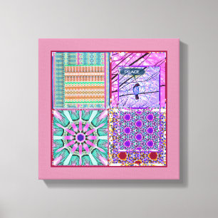 Azulejos Geometric Tiles with Bird of Peace Canvas Print