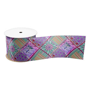 Azulejos Geometric Tiles with Bird of Peace Satin Ribbon