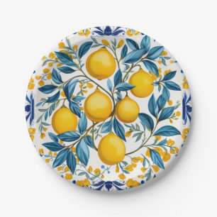 💙💛 Azulejos Lemon Orchard Paper Plates