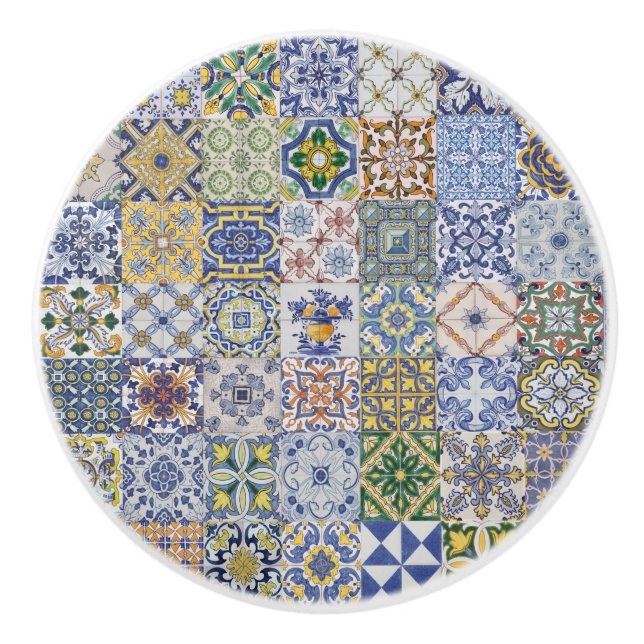 Azulejos Patchwork Ceramic Knob (Front)