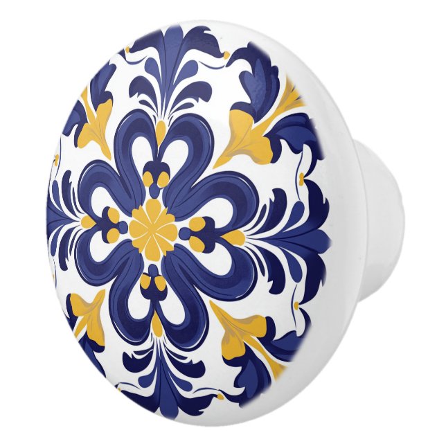 💙💛 Azulejos Porto Fleur Ceramic Knob (Right)