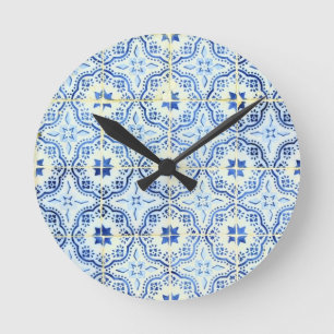 Azulejos, Portuguese Tiles Round Clock