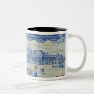 Azulejos tiles depicting the Praca do Comercio Two-Tone Coffee Mug