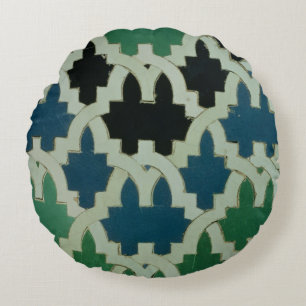 Azulejos tiles from the throne of the Sultans Round Cushion