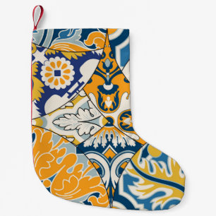 Azulejos Tiles Patchwork Vintage Wallpaper Small Christmas Stocking