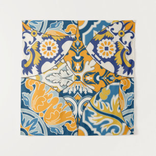 Azulejos Tiles Patchwork Vintage Wallpaper Tapestry