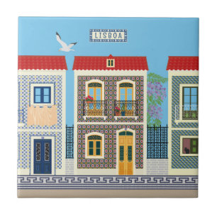 Azulejos typical house in Portugal  Tile