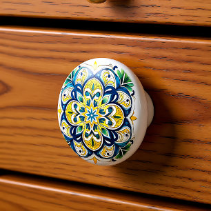 💙💛 Azulejos  Valencia Star Ceramic Knob