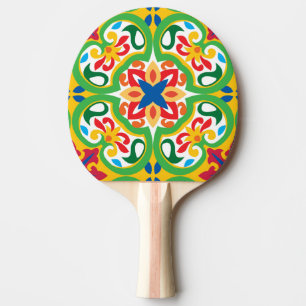 💛🧡💚 Azulejos, very decorative pattern, Ping Pong Paddle