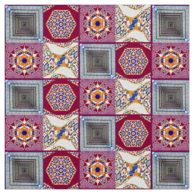 Azulejos with a modern twist fabric (Swatch)