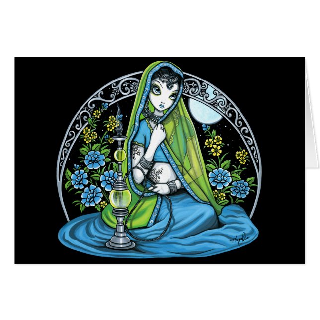 Azura Eclectic Hindi Sari Moon Fairy Card (Front Horizontal)