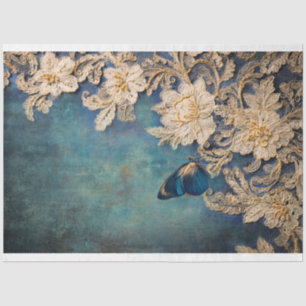 Azure Allure, Butterfly Patina & Embroidered Lace Tissue Paper
