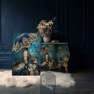 Azure Allure French Portrait & Parasol Royal Blue Tissue Paper