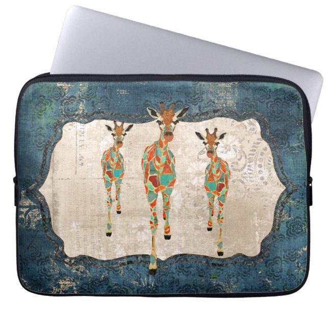 Azure & Amber Giraffes  Computer Sleeve (Front)
